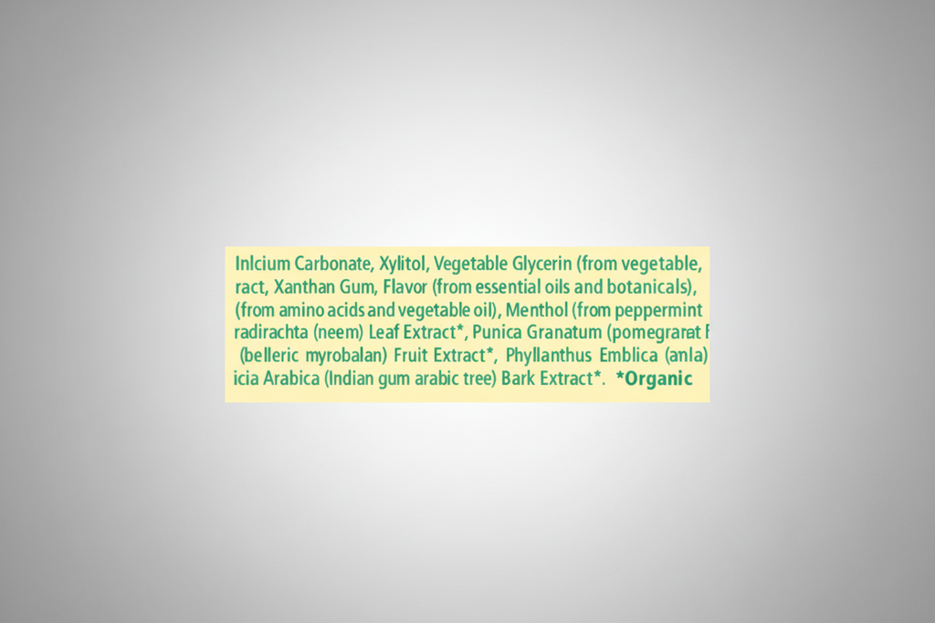 Product label with detailed ingredient list on a white background