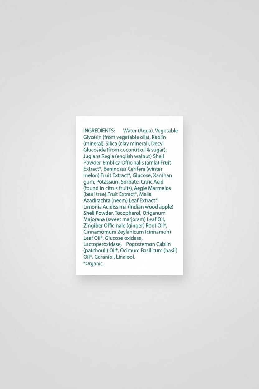 List of ingredients on a white background