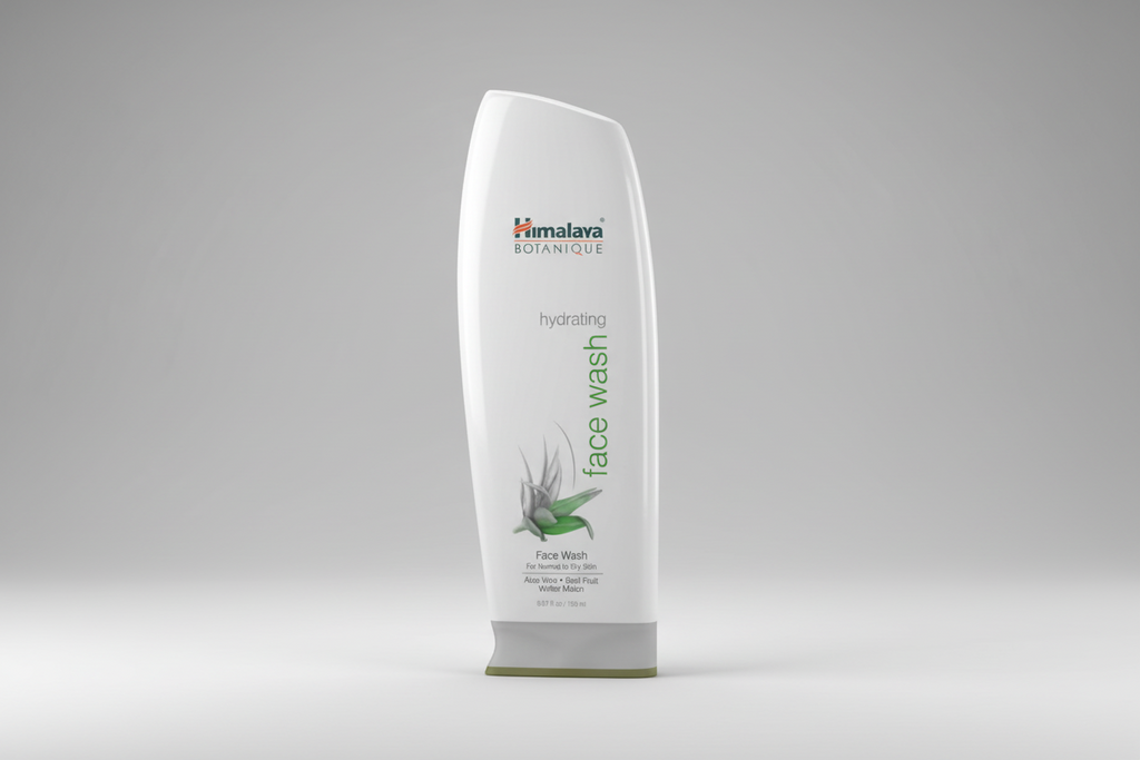 Himalaya Botanique hydrating face wash bottle on a white background