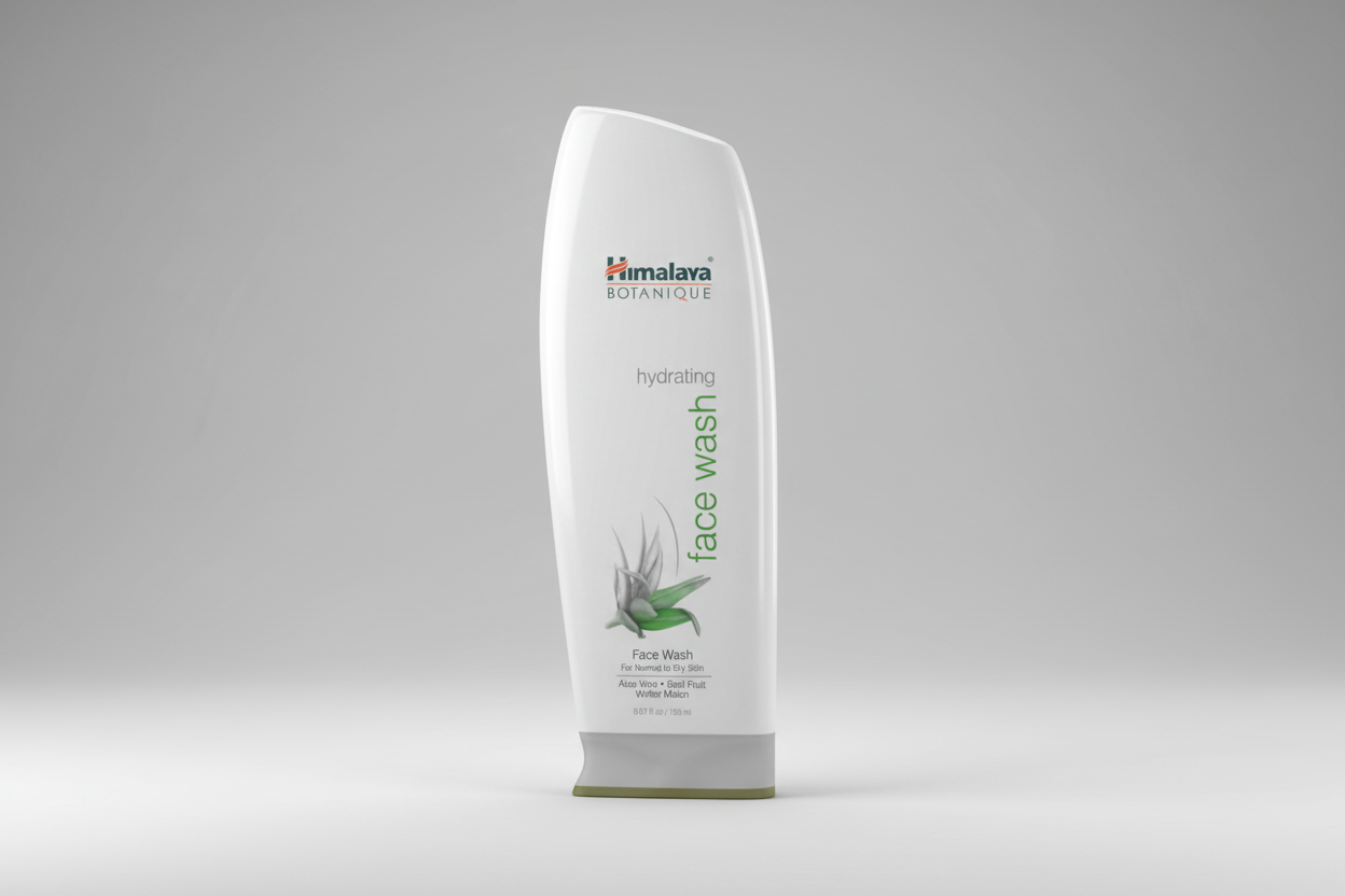 Himalaya Botanique hydrating face wash bottle on a white background