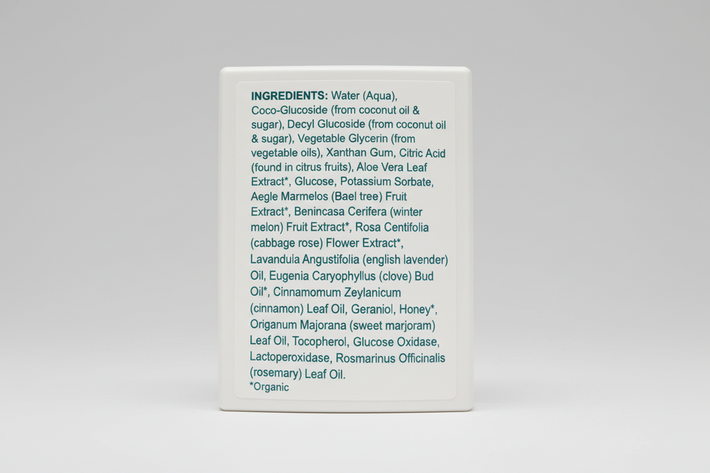 List of ingredients on a white background