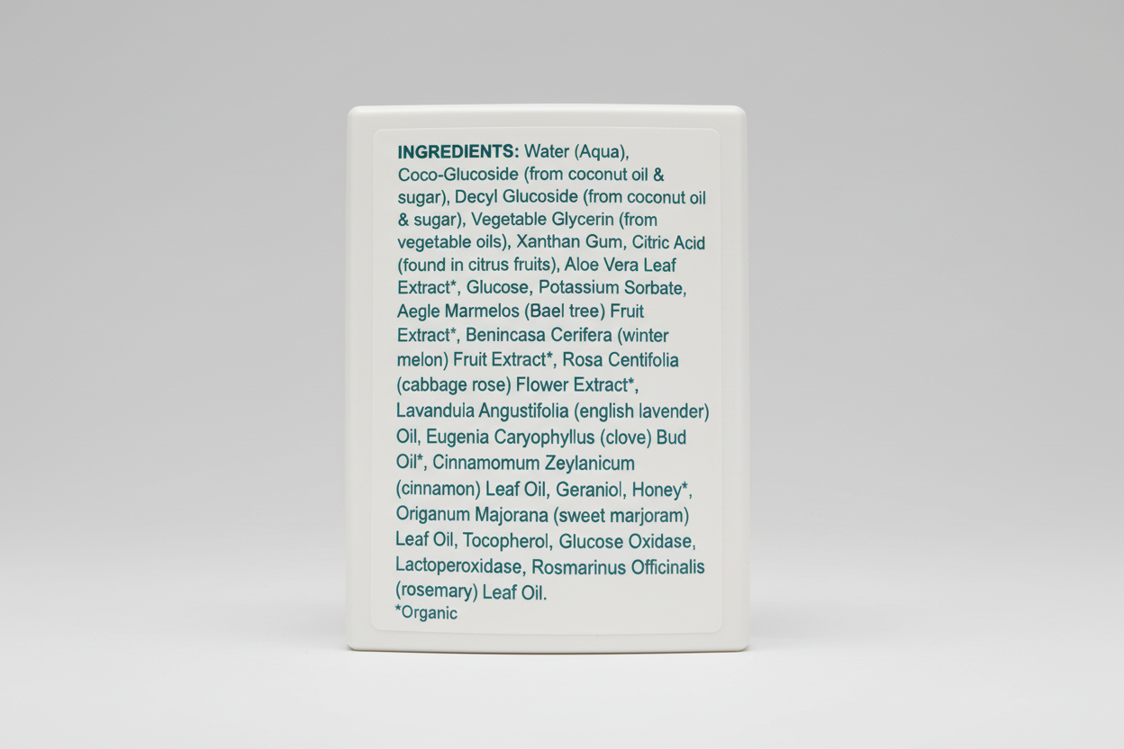 List of ingredients on a white background
