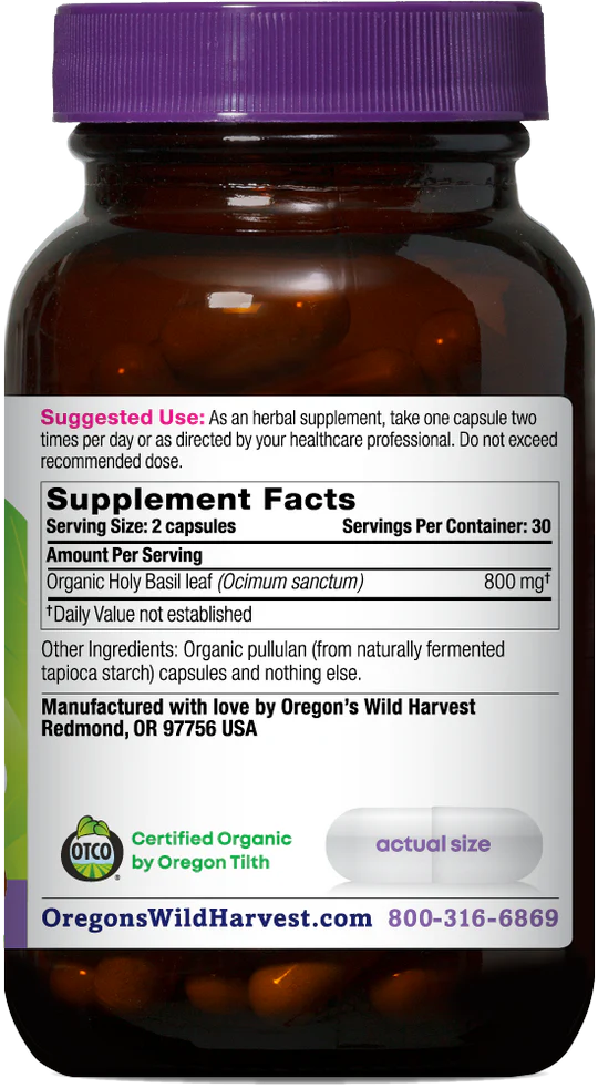 Oregon's Wild Harvest Holy Basil 60 Capsules