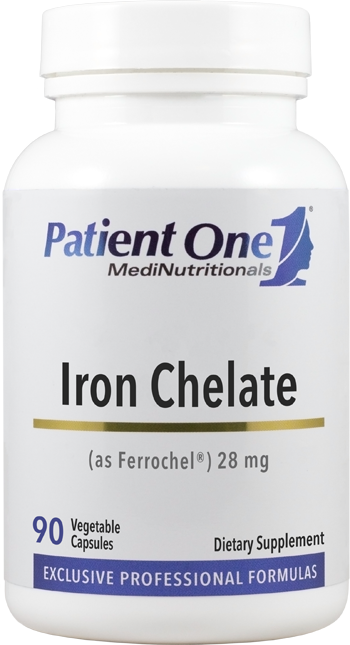 Patient One Iron Chelate 28 mg 90 Capsules - front product image