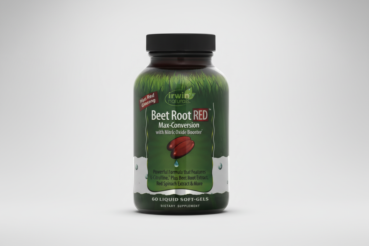 Irwin Naturals Beet Root RED supplement bottle on a white background