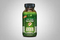 Supplement bottle for hair and nail health with green label and black lid.
