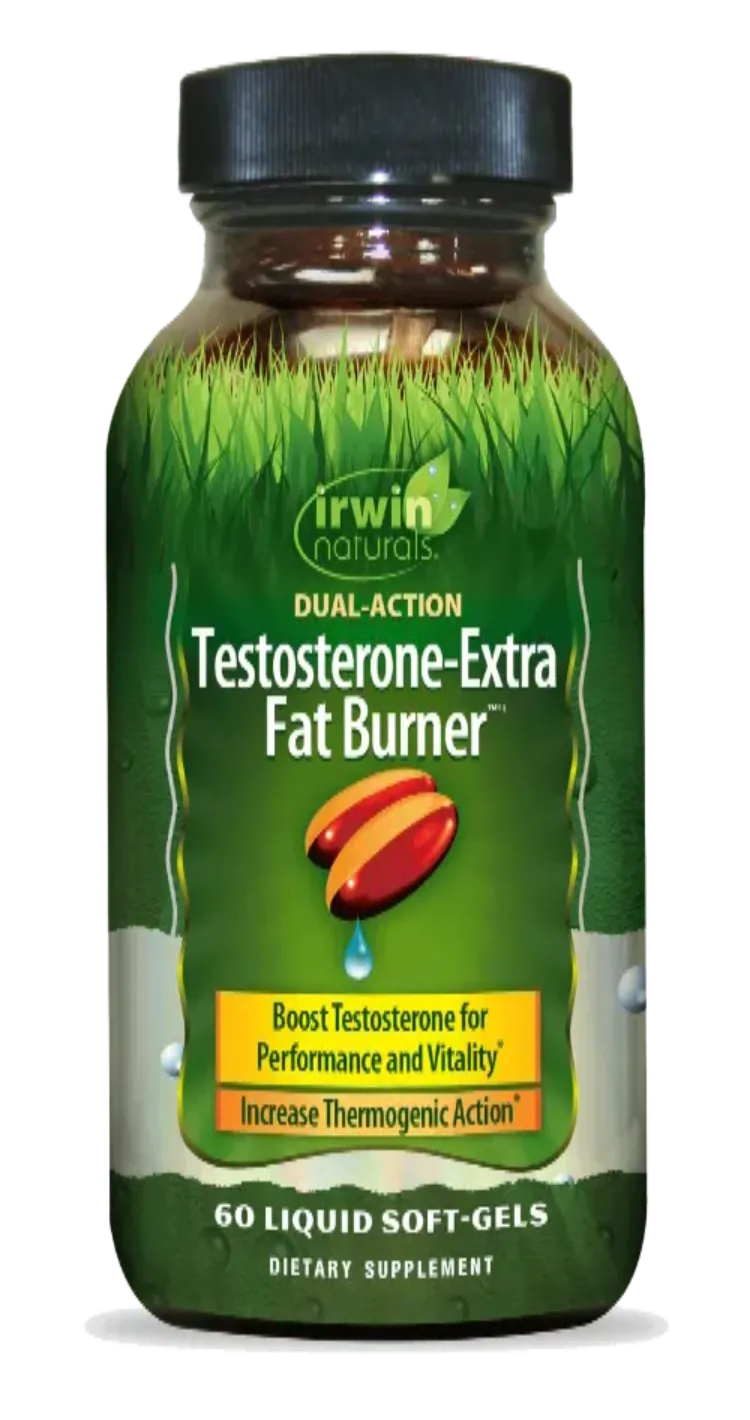 Irwin Naturals Testosterone‑Extra Fat Burner 60 Liquid Soft‑Gels bottle