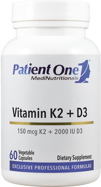 Patient One K2 + D3 150 mcg / 2000 IU 60 Capsules - front product image