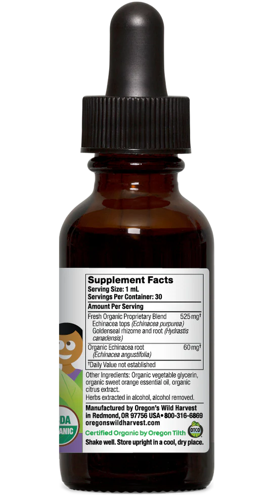 Oregon's Wild Harvest KIDS Echinacea Goldenseal Organic Alcohol-Free 1 oz