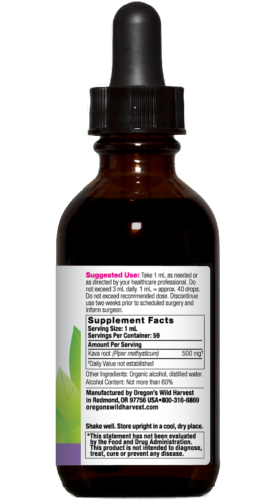 Oregon's Wild Harvest Kava Extract 1:2 2 fl oz right side