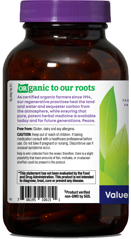 Oregon's Wild Harvest Kelp Organic 180 Capsules left side