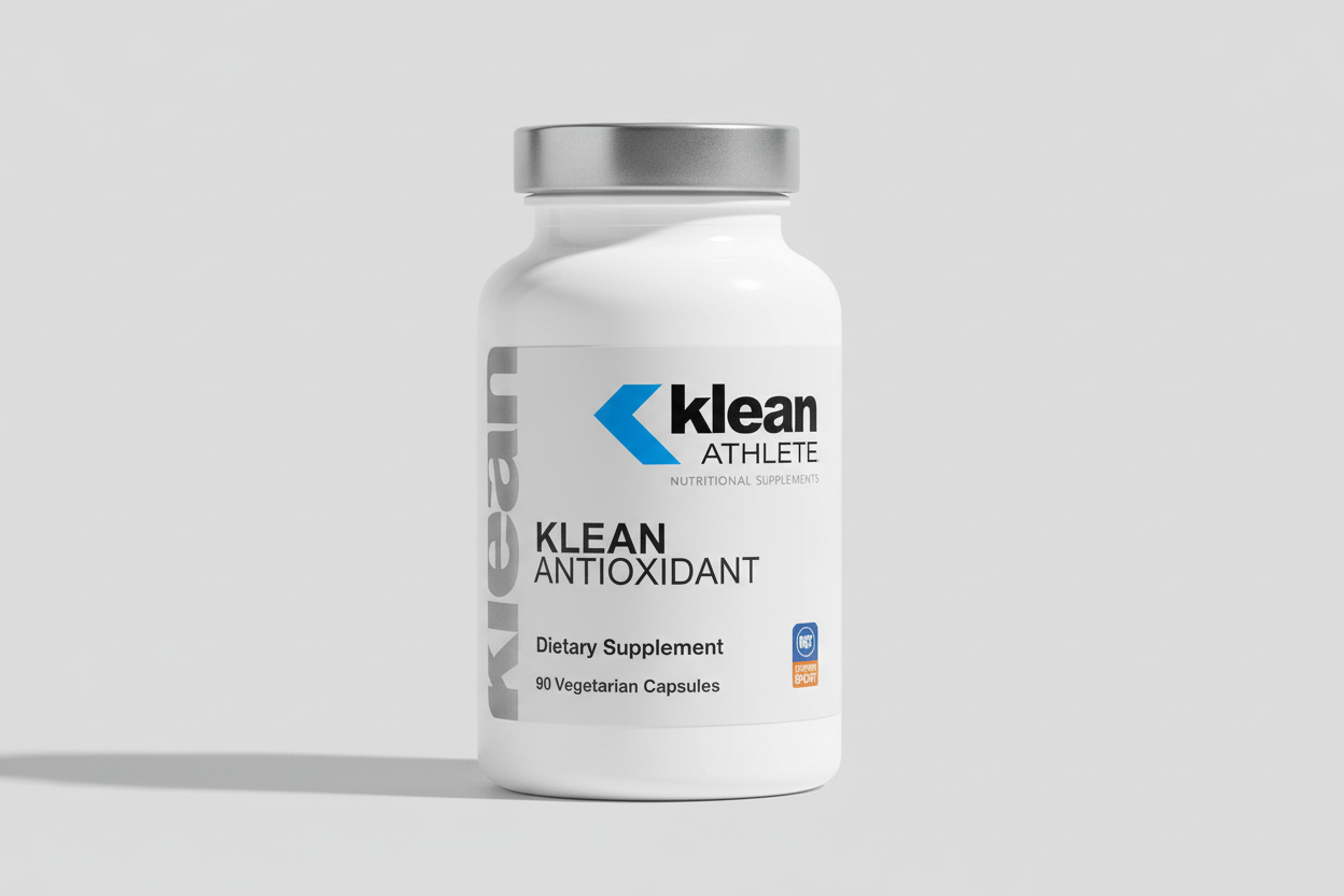 Klean Athlete Klean Antioxidant dietary supplement bottle on a light gray background