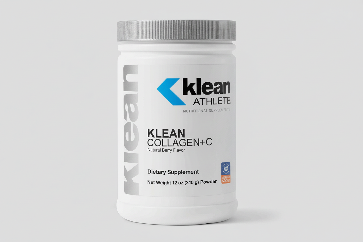 Klean Collagen+C dietary supplement container on a light gray background