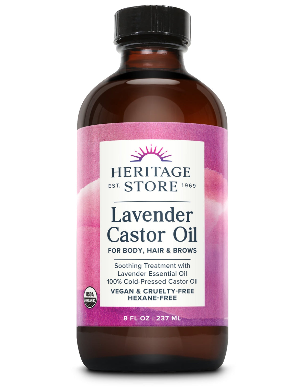 Heritage Store Organic Lavender Castor Oil 8 fl oz