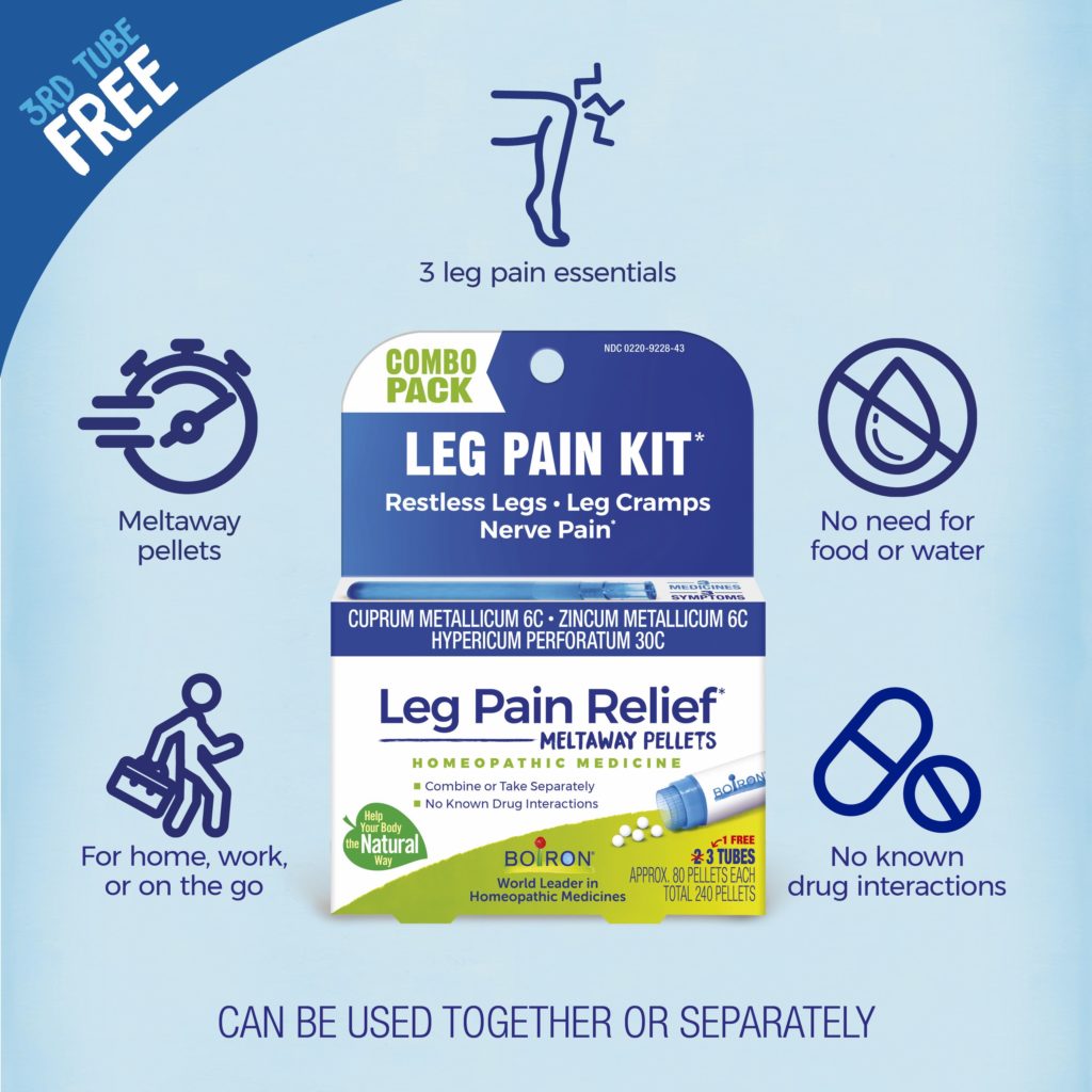 Boiron Leg Pain Relief Homeopathic Pellets | Bonus Pack 3 Tubes