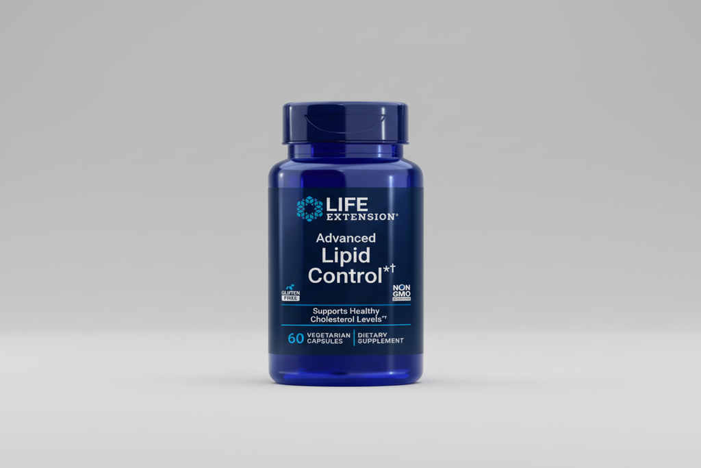 Life Extension Advanced Lipid Control supplement bottle on a white background