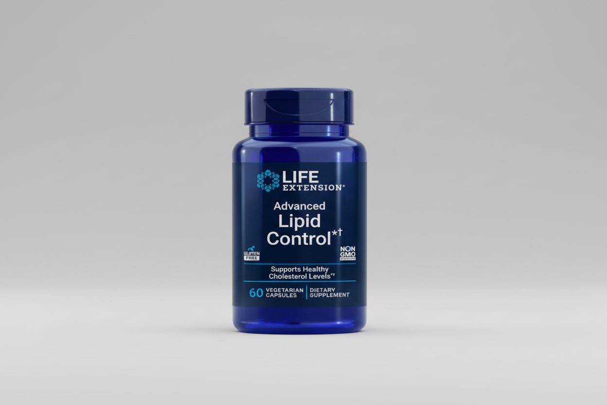 Life Extension Advanced Lipid Control supplement bottle on a white background