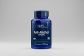Blue supplement bottle labeled 'Anti-Alcohol Complex' by Life Extension on a white background