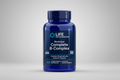 Blue bottle of Life Extension BioActive Complete B-Complex dietary supplement on a white background
