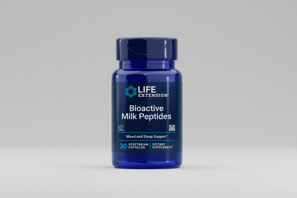 Life Extension Bioactive Milk Peptides supplement bottle on a white background