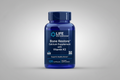 Blue supplement bottle labeled 'Life Extension Bone Restore Calcium Supplement with Vitamin K2' on a white background.