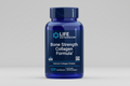 Blue supplement bottle labeled 'Life Extension Bone Strength Collagen Formula' on a white background