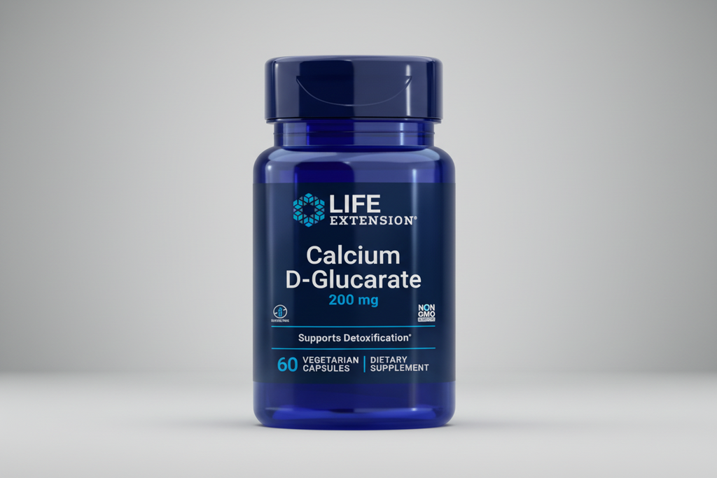 Life Extension Calcium D-Glucarate supplement bottle on a white background
