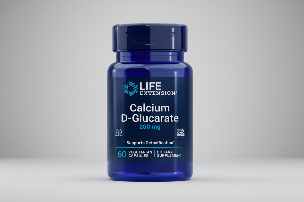 Life Extension Calcium D-Glucarate supplement bottle on a white background