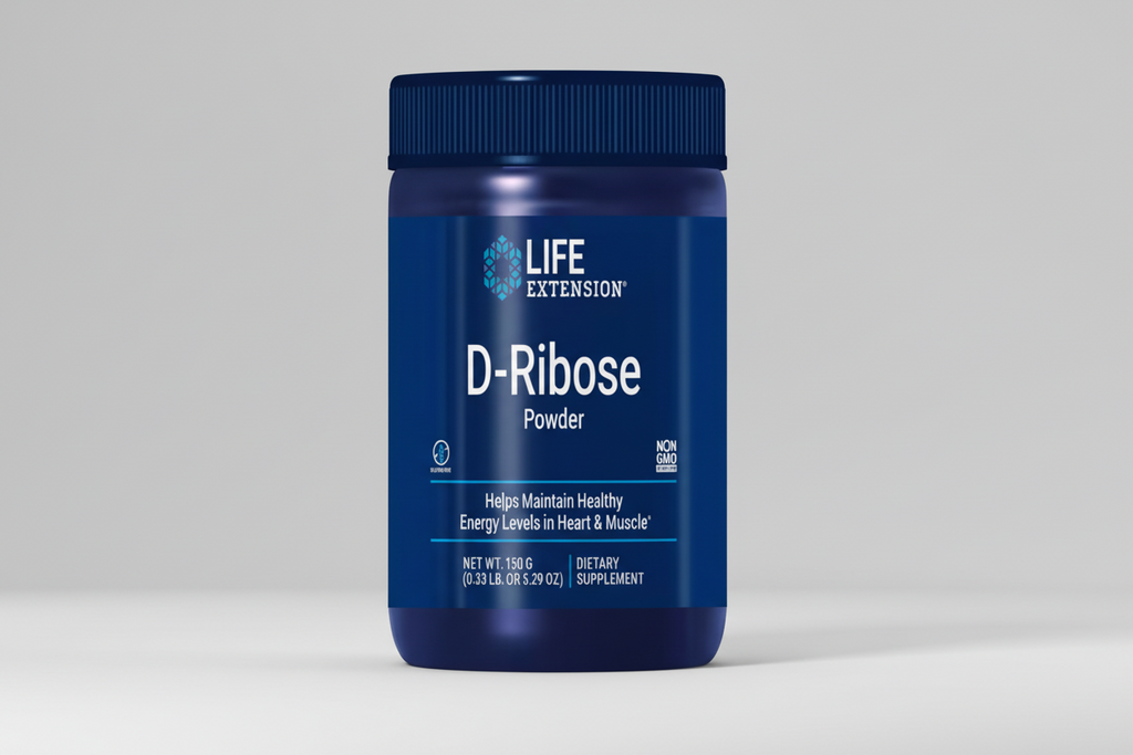 Life Extension D-Ribose Powder container on a white background