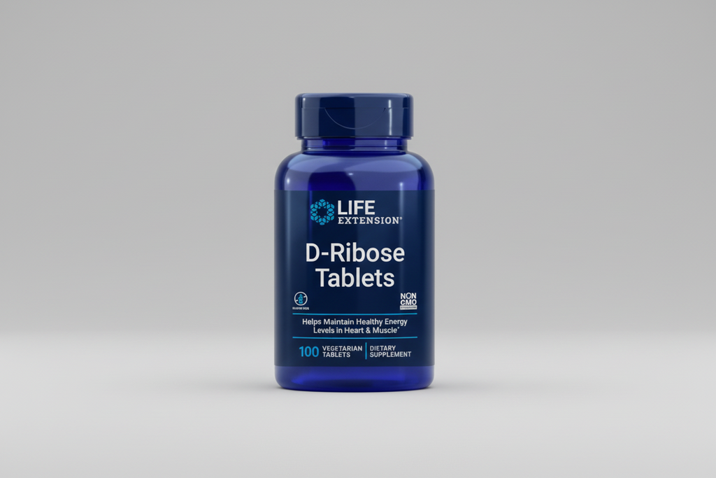 Life Extension D-Ribose Tablets bottle on a white background