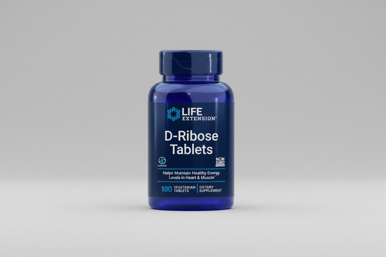 Life Extension D-Ribose Tablets bottle on a white background