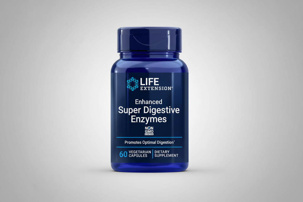 Life Extension Enhanced Super Digestive Enzymes bottle on a white background