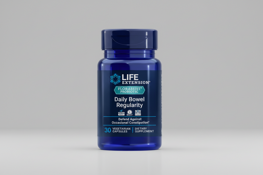 Life Extension Florassist Probiotic Daily Bowel Regularity supplement bottle