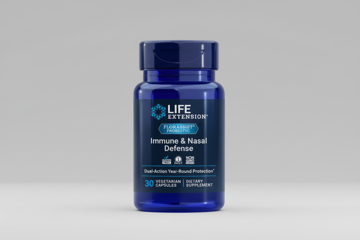 Life Extension immune and nasal defense supplement bottle