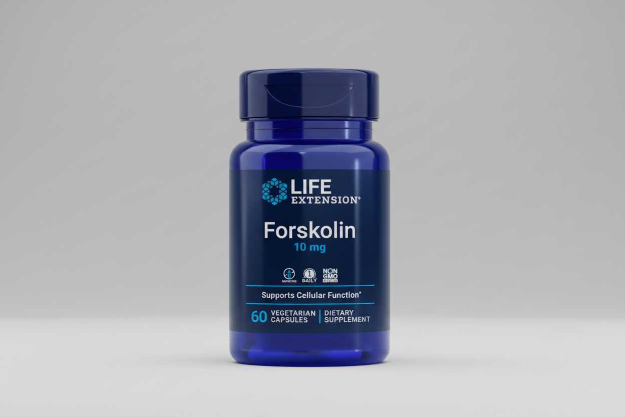 Life Extension Forskolin supplement bottle on a white background