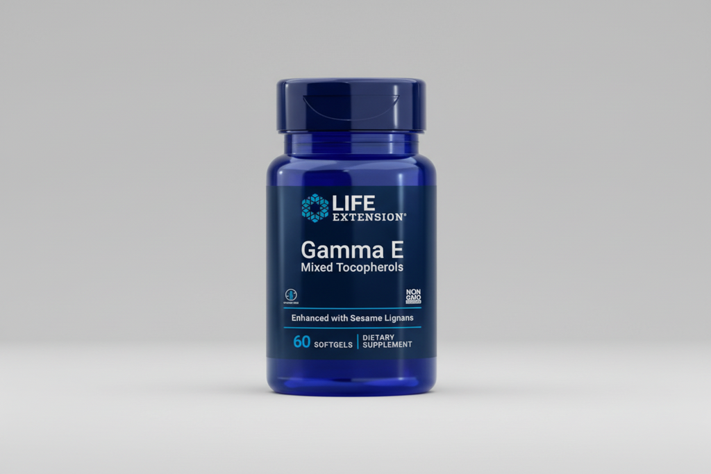Life Extension Gamma E Mixed Tocopherols dietary supplement bottle