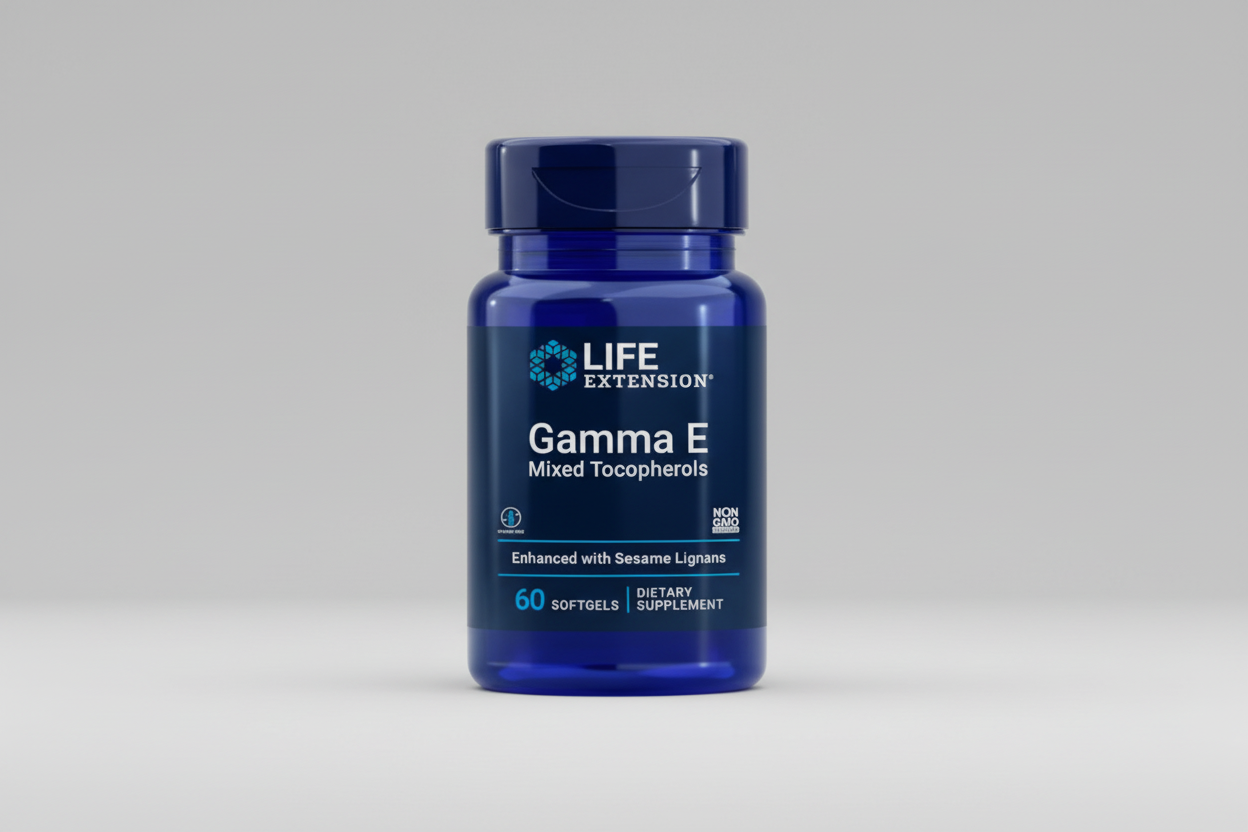 Life Extension Gamma E Mixed Tocopherols dietary supplement bottle