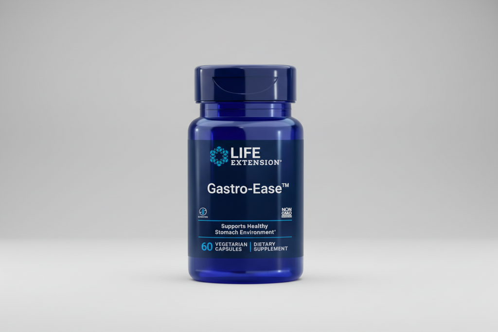Life Extension Gastro-Ease supplement bottle on a white background