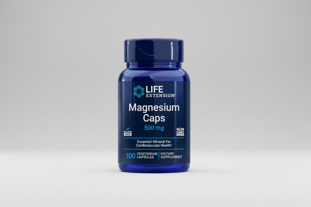 Life Extension Magnesium Capsules bottle on a white background