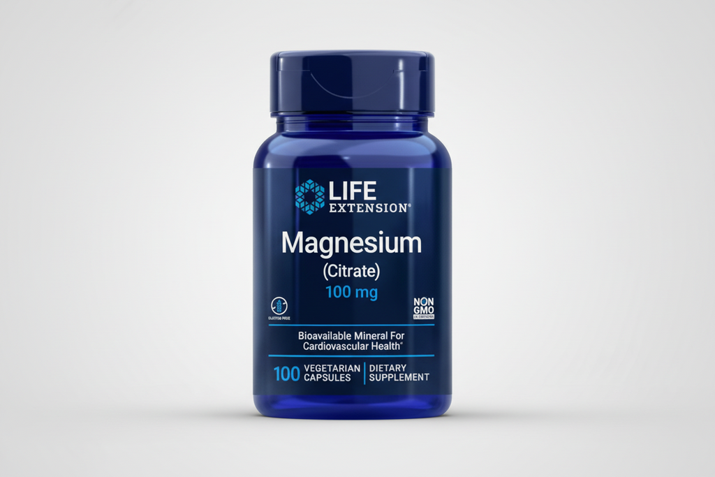 Life Extension Magnesium Citrate supplement bottle on a white background