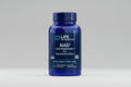 Blue supplement bottle labeled 'Life Extension NAD+ Cell Regenerator and Resveratrol Elite' on a white background