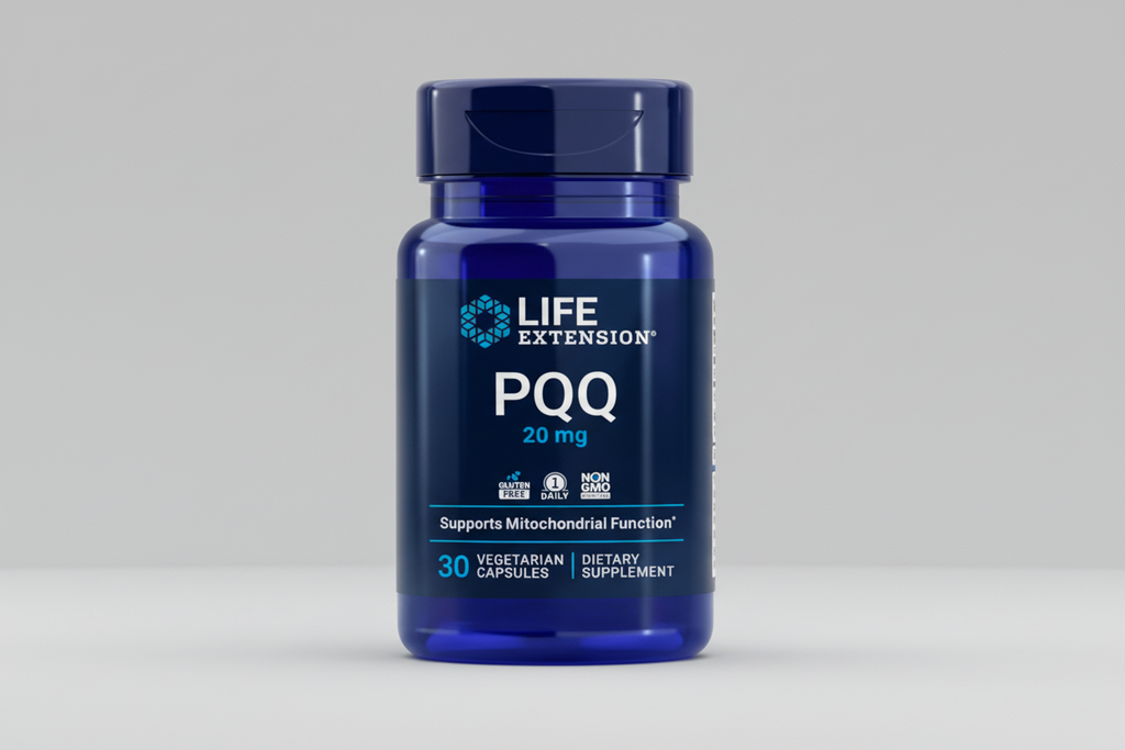 Life Extension PQQ dietary supplement bottle on a white background