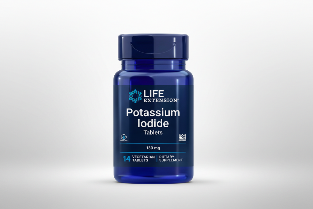Life Extension Potassium Iodide supplement bottle on a white background