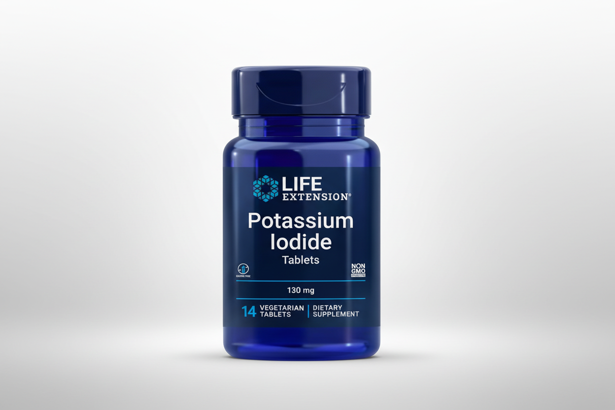 Life Extension Potassium Iodide supplement bottle on a white background
