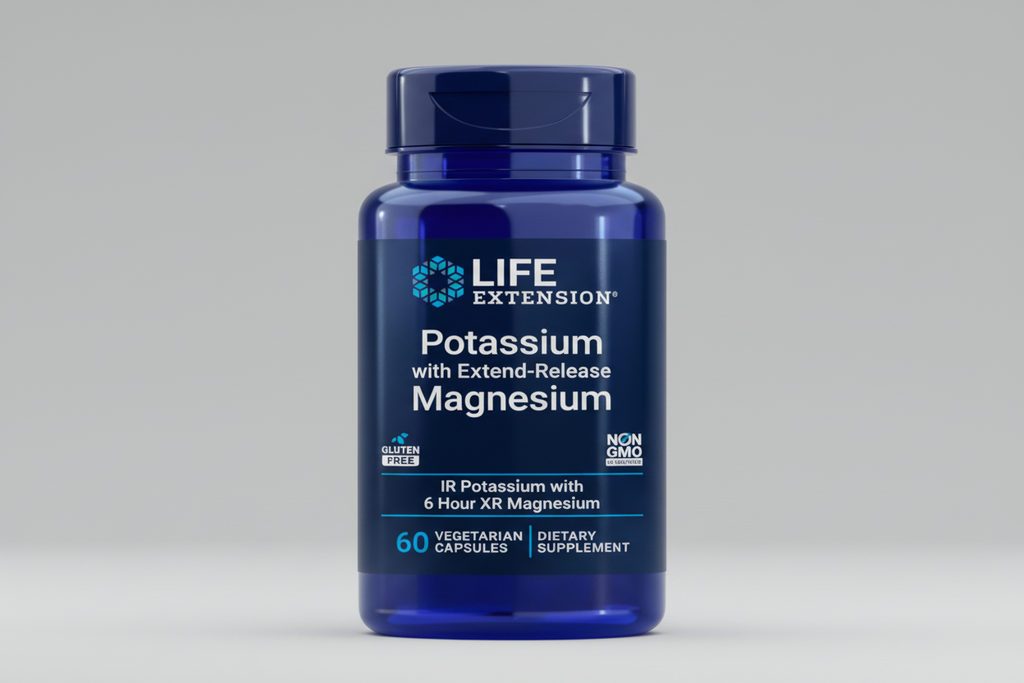 Life Extension supplement bottle with blue label on a white background