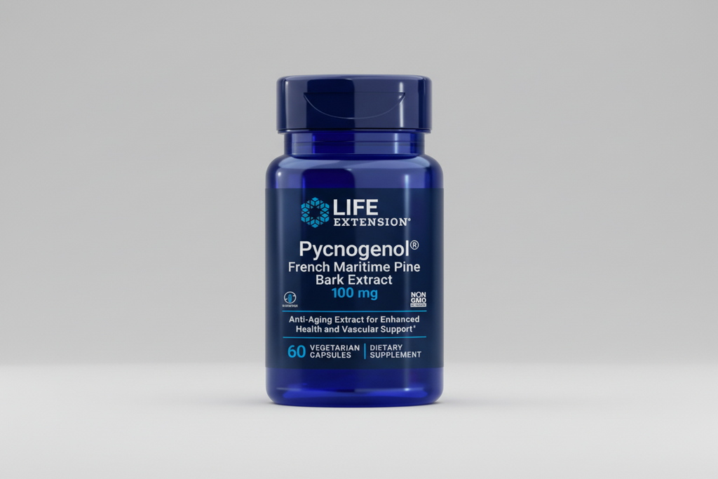 Life Extension Pycnogenol supplement bottle on a white background