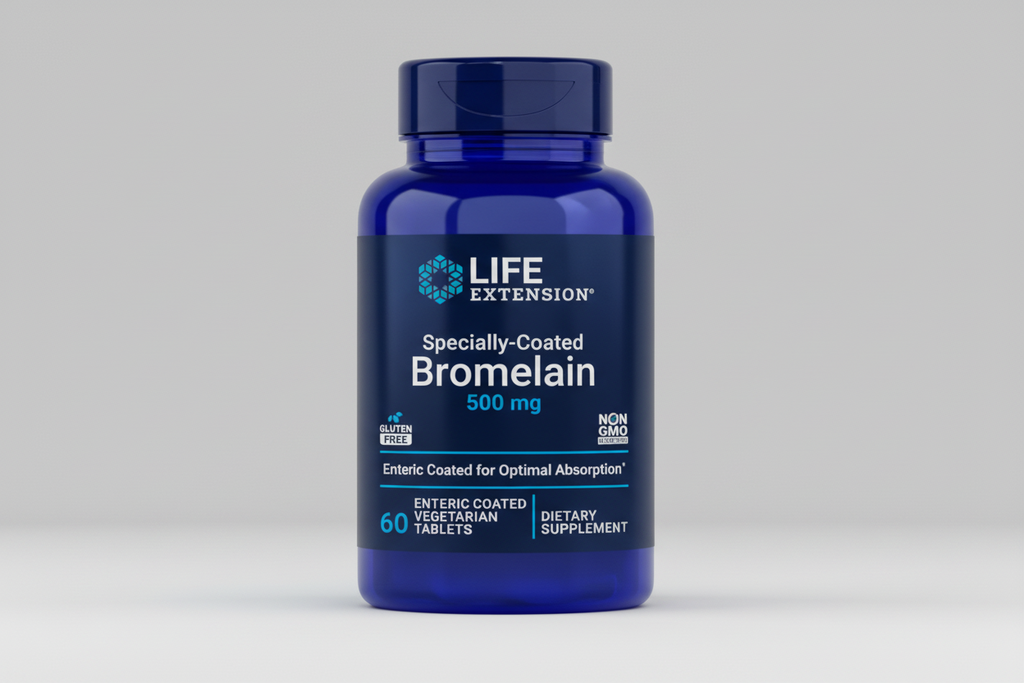 Life Extension Bromelain supplement bottle on a white background