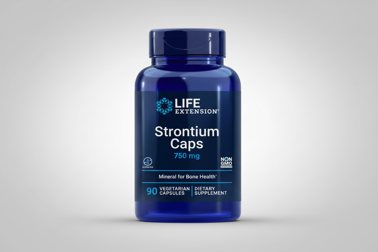 Life Extension Strontium Capsules bottle on a white background