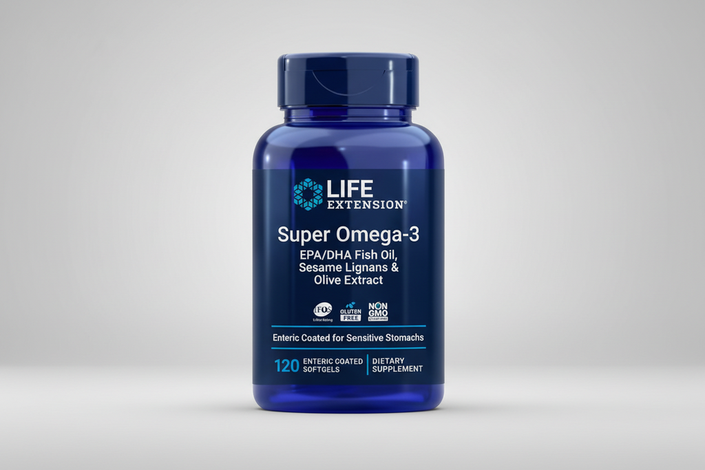 Life Extension Super Omega-3 supplement bottle on a white background