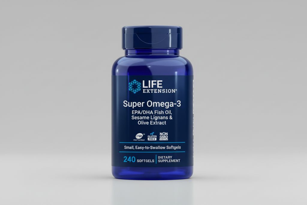 Life Extension Super Omega-3 supplement bottle on a white background